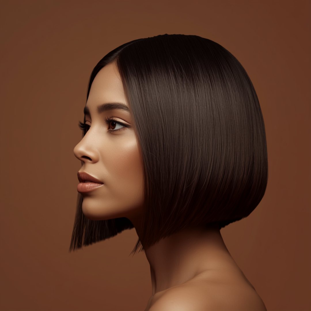 Corte bob a la altura de la mandíbula, vista de perfil