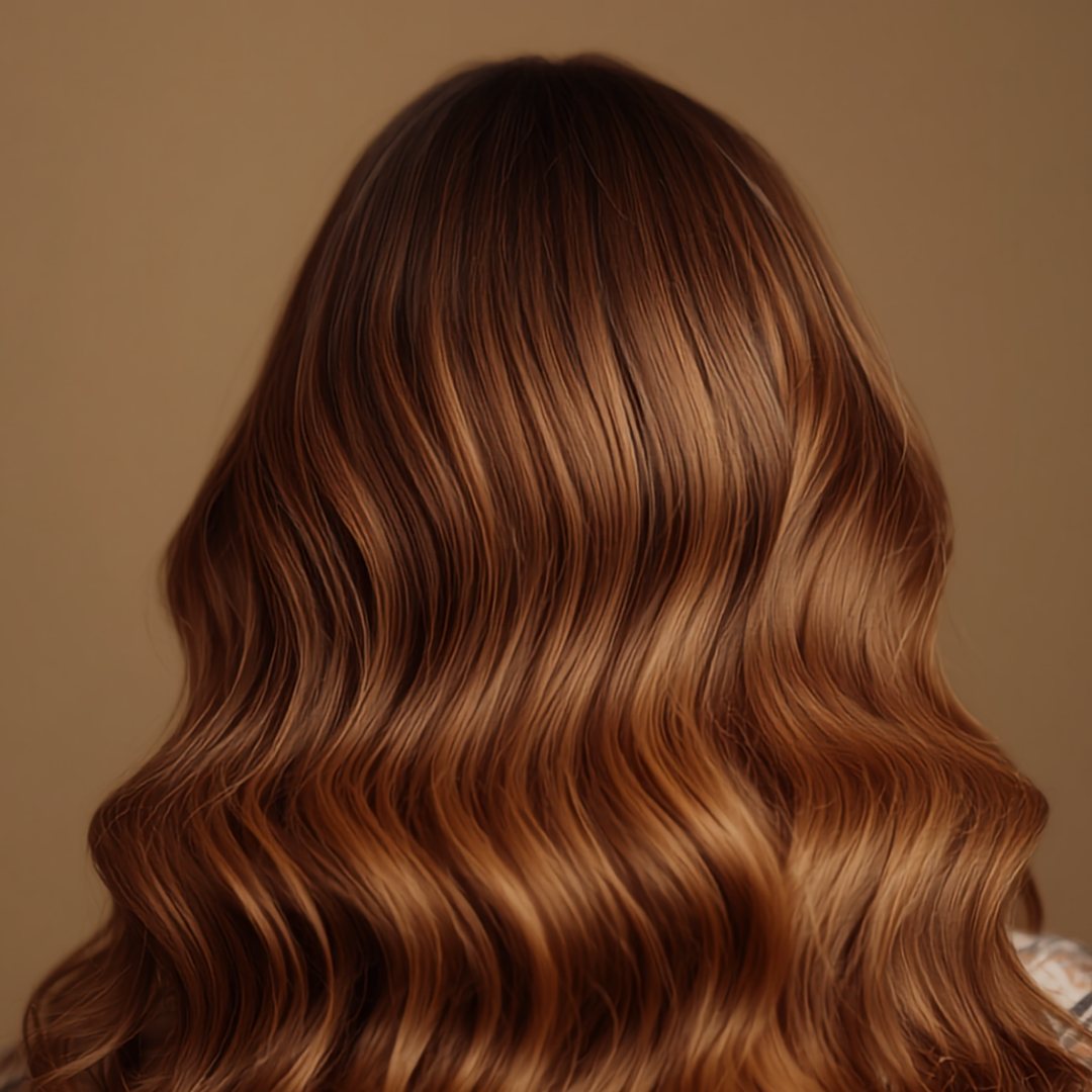 Ondas cobrizas con balayage cálido